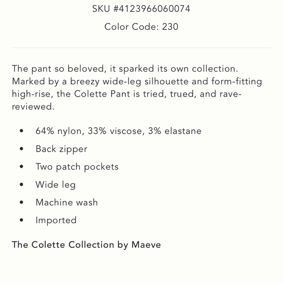 NWT Anthropologie Maeve Colette Pants - Picture 4 of 5